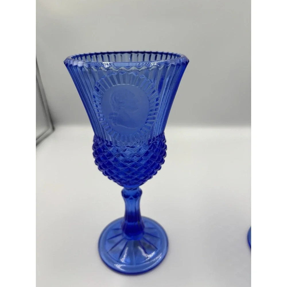 Vintage Avon‎ Fostoria Cobalt Blue George & Martha Washington Goblet Set